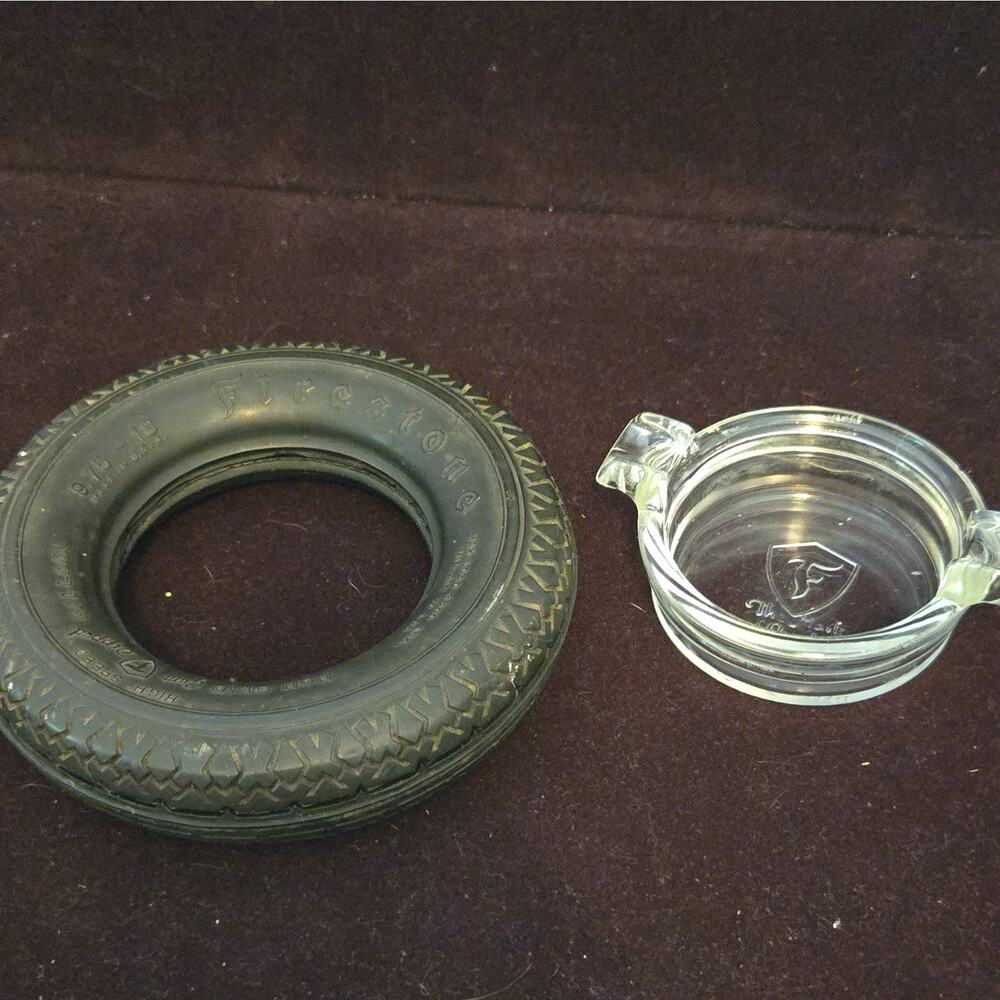 Vintage Firestone Tire Ashtray Clear Glass Mark of Quality Advertising Promo - Picture 5 of 5